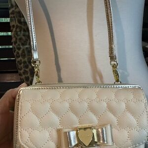 Betsey Johnson Cream Heart Crossbody Bag